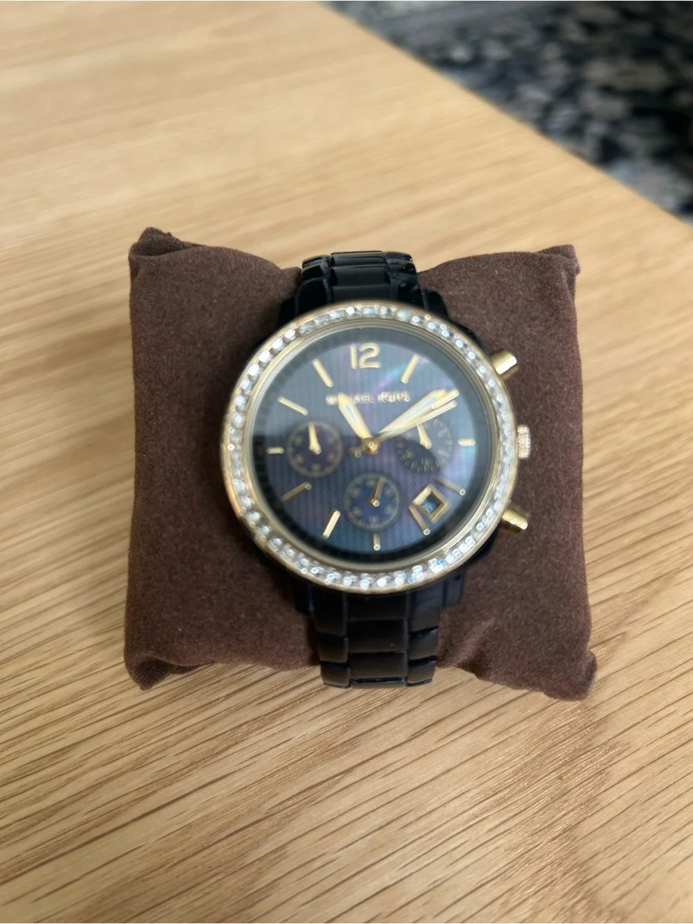 Michael Kors Black and Gold Crystal-Trim Ceramic Smartwatch